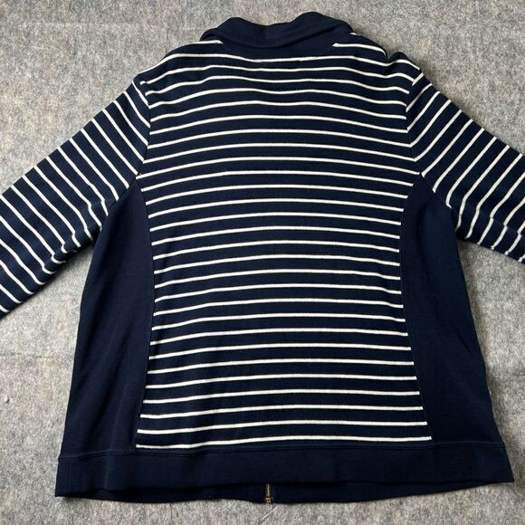 Lauren Ralph Lauren Sweater Jacket Womens 2X Navy Blue Striped Pockets - Picture 8 of 9